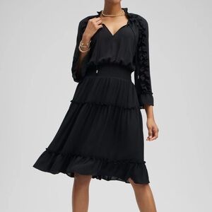 NWT Chico’s women’s 1.5 (US size 10) black Ruffle Bell Sleeve Dress